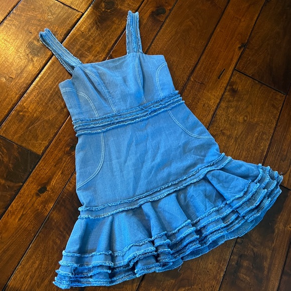 Alexis | Judith Linen and Cotton Ruffled Mini Dress - Picture 8 of 10